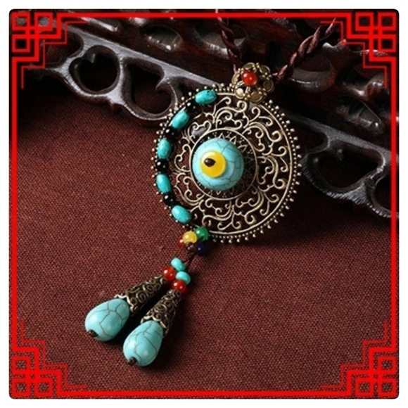 🎁CLEARANCE🎁Antique Brass Boho Statement Necklace - Picture 4 of 5